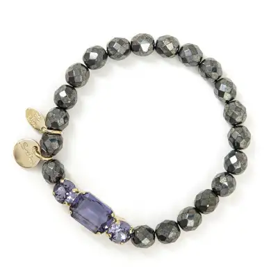 Bracciale Pietre Nere E Cristalli
