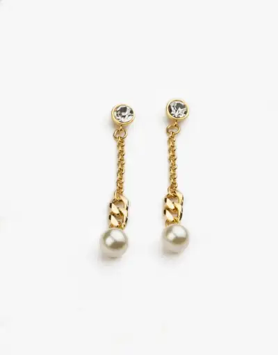 Orecchini Con Top In Metallo Dorato E Anello In Resina Marmorizzata Ottanio E Pendente Animalier