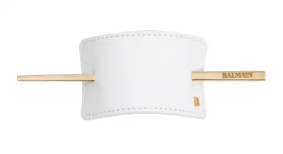 Balamin Hair Barrette In Nappa Bianca  E Barretta Oro 14k