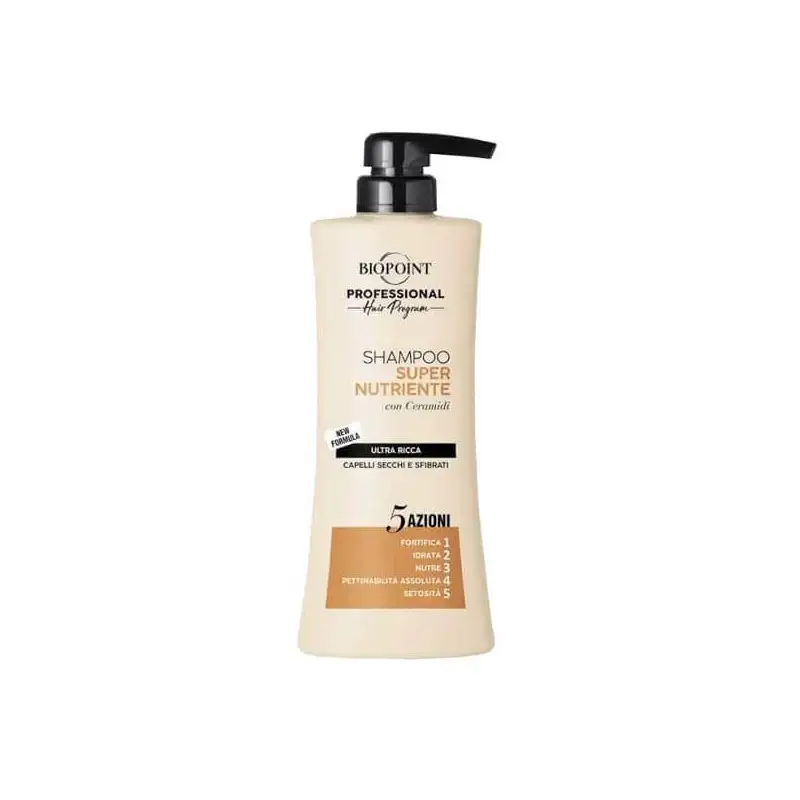 Biopoint Shampoo Super Nutriente Con Ceramidi Per Capelli Secchi E Sfibrati 400 Ml
