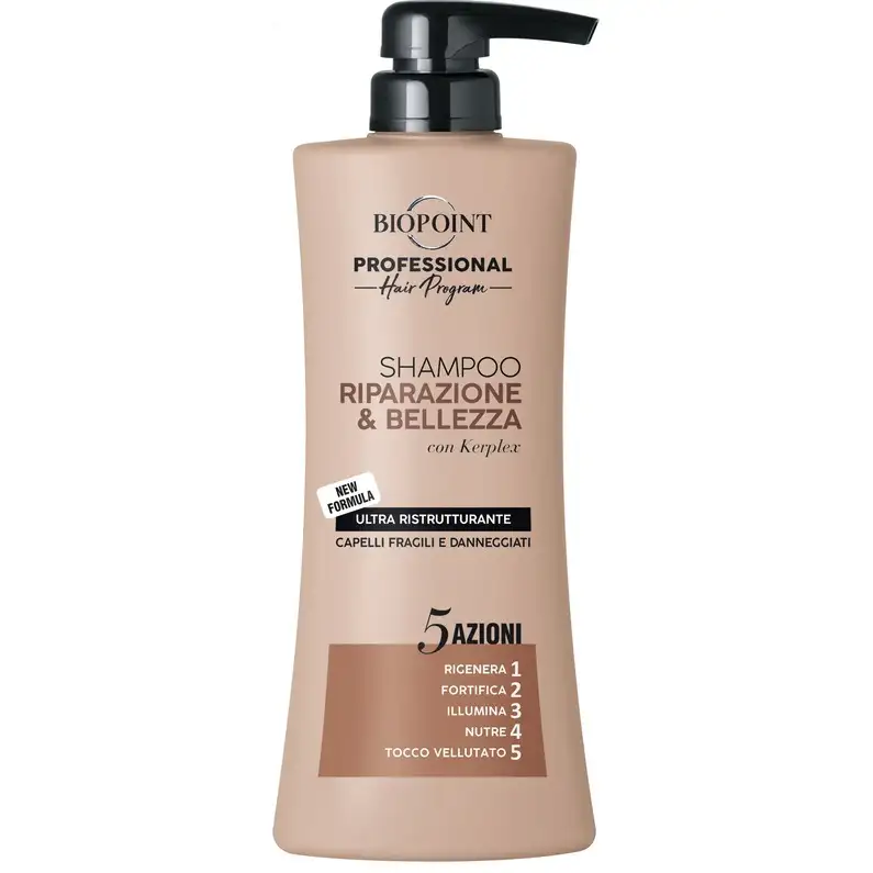 Biopoint - Shampoo Riparazione & Bellezza Con Keraplex 5 Azioni 400 Ml.
