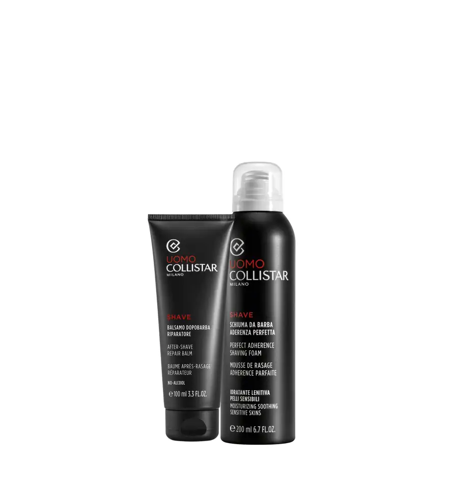 Collistar Cofanetto Schiuma Da Barba Aderenza Perfetta 200 Ml + Balsamo Dopobarba Riparatore - No Alcool 100 Ml