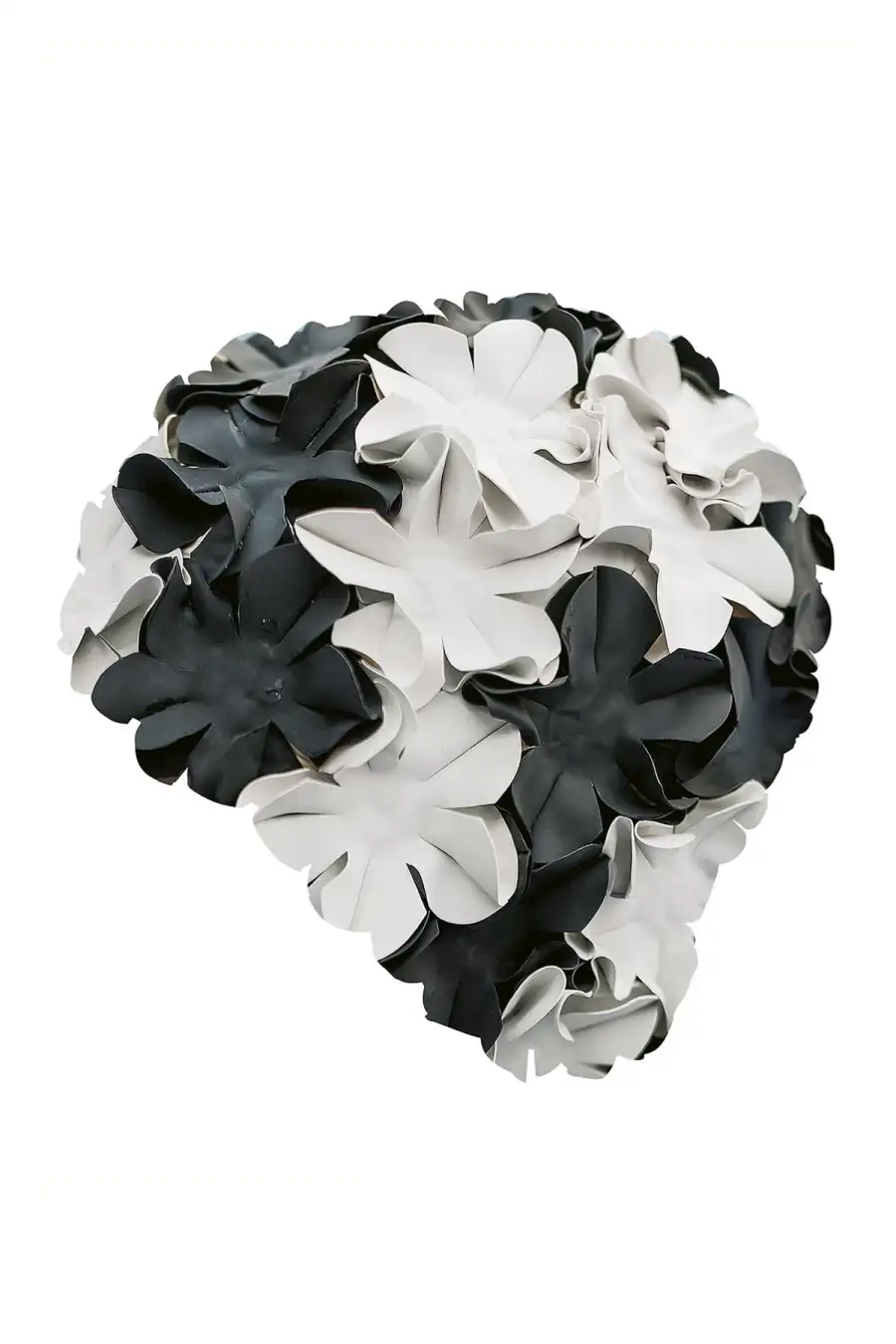 Cuffia Da Bagno Petalo In Lattice Nera E Crema