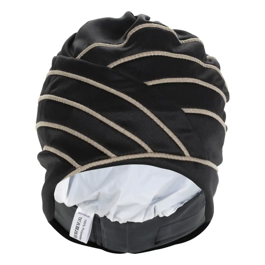 Fashy Cuffia Da Bagno Donna Nero Con Strisce Beige Turbante