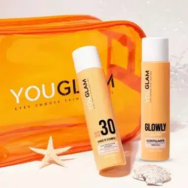 Youglam Kit Solare Sun Protection 30 Viso/corpo 100ml + Doposole Glowly 100ml + Beauty Case