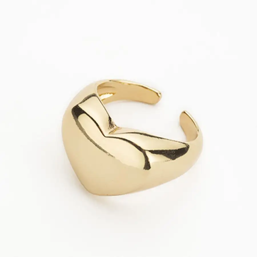 Anello Flessibile E Regolabile Con Top A Forma Di Cuore In Metallo Dorato