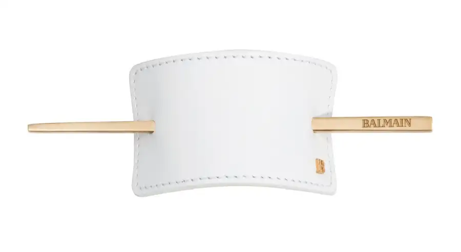 Balamin Hair Barrette In Nappa Bianca  E Barretta Oro 14k
