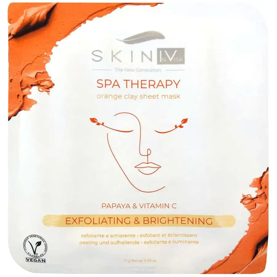 Maschera Viso In Tessuto All'argilla Arancione, Esfoliante E Schiarente, 15 Gr